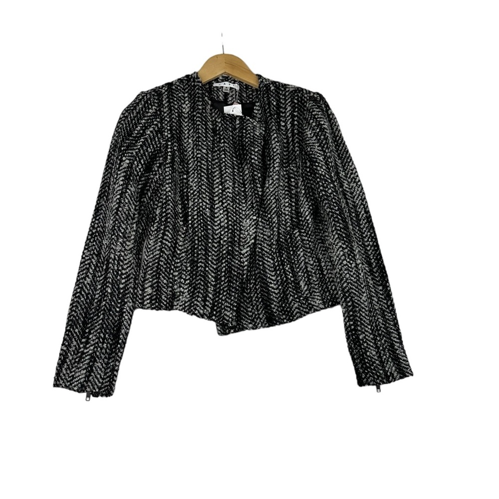 CAbi Over the Moon MOCKINGBIRD JACKET‎ Osprey Black/White Zip Boucle Tweed S 4